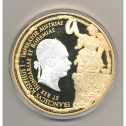 Médaille 100mm - François Joseph I - cuivre doré et insert Swarovski