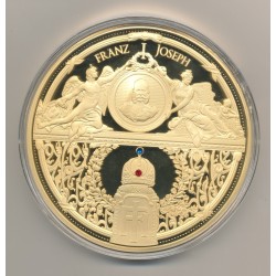 Médaille 100mm - François Joseph I - cuivre doré et insert Swarovski 2