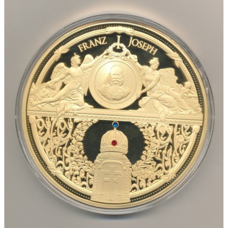 Médaille 100mm - François Joseph I - cuivre doré et insert Swarovski