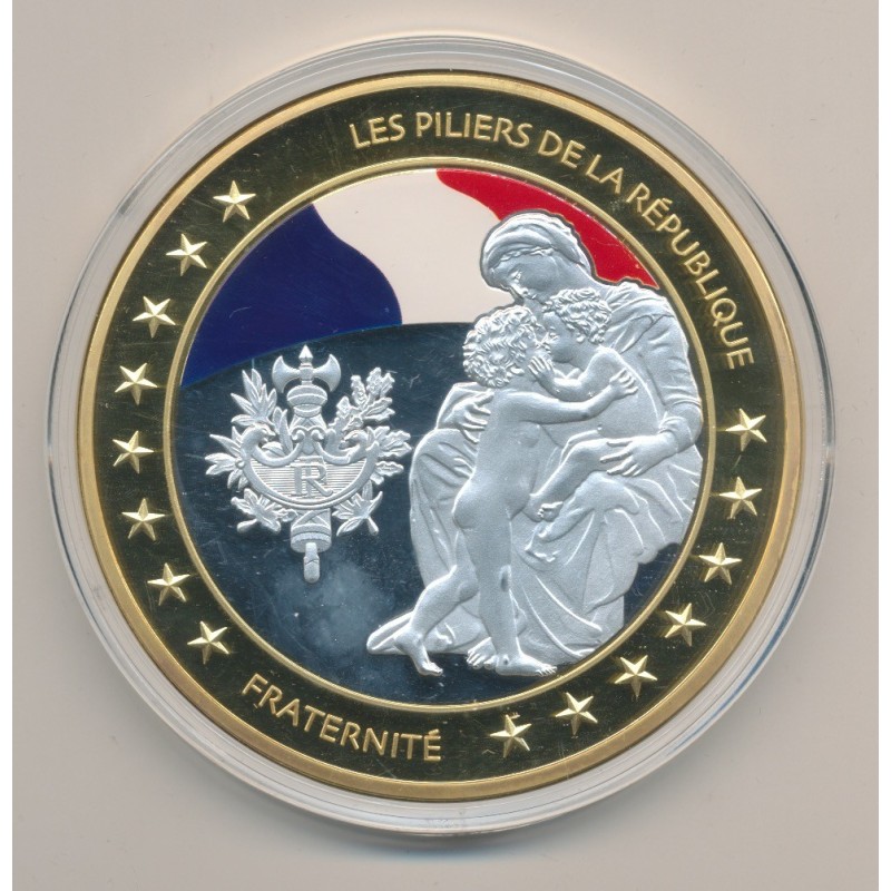 Médaille - Fraternité - Les Piliers de la république - couleur - 70mm