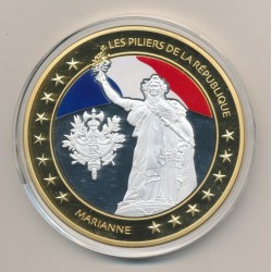 Médaille - Marianne - Les Piliers de la république - couleur - 70mm