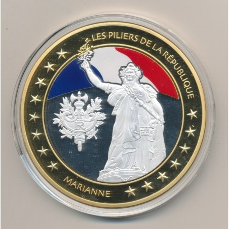 Médaille - Marianne - Les Piliers de la république - couleur - 70mm