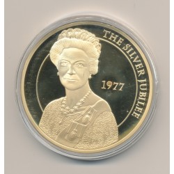 Médaille 50mm - Elisabeth II - The Silver jubilee - cuivre doré