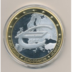 Médaille 70mm - Euro géant - 10 ans euro - cuivre argenté et doré 2