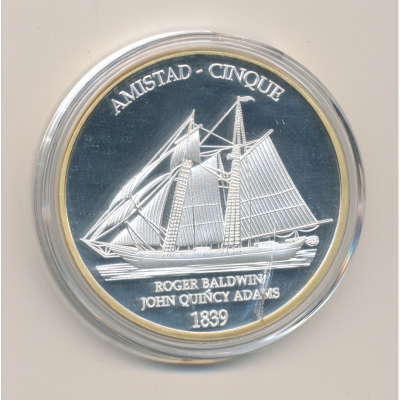 Médaille - Amistad - Roger Baldwin - John Quincy Adams - 40mm - cuivre argenté