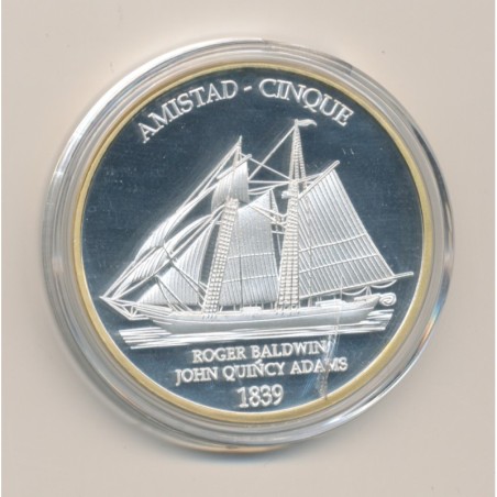 Médaille - Amistad - Roger Baldwin - John Quincy Adams - 40mm - cuivre argenté