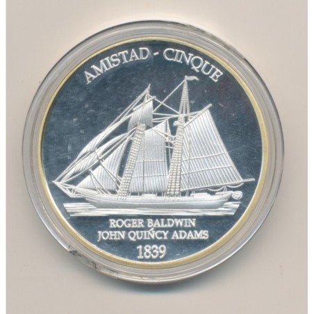 Médaille - Amistad - Roger Baldwin - John Quincy Adams - 40mm - cuivre argenté