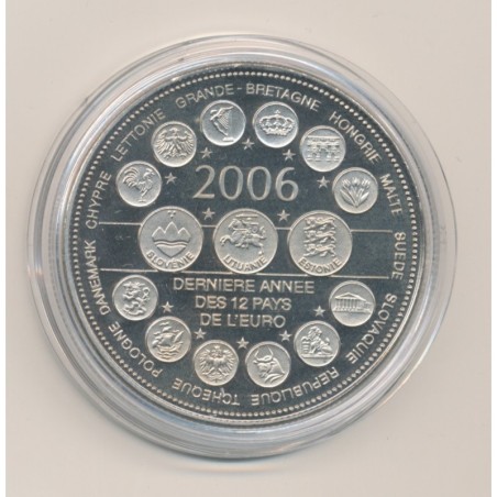 Médaille - Dernière année des 12 pays de l'euro - 2006 essai - L"europe des XXV - nickel - 41mm