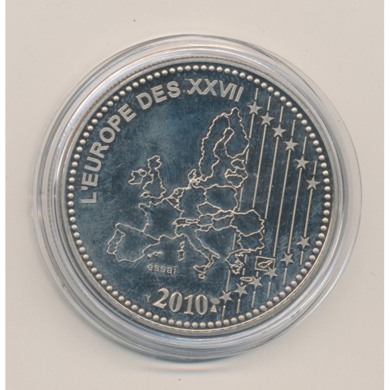 Médaille - 50 ans nouveau franc - 2010 essai - L"europe des XXVII - nickel - 41mm