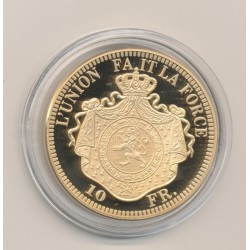 Médaille - Léopold II - Refrappe 10 Francs 1867 - cuivre doré - 40mm 2