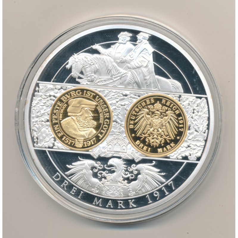 Médaille 70mm - 3 Mark 1917 Replica - cuivre argenté et doré