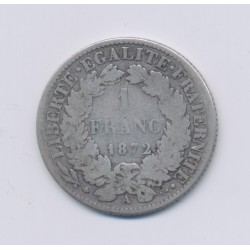 Cérès - 1 Franc - 1872 A Paris - grand A - B/TB 2