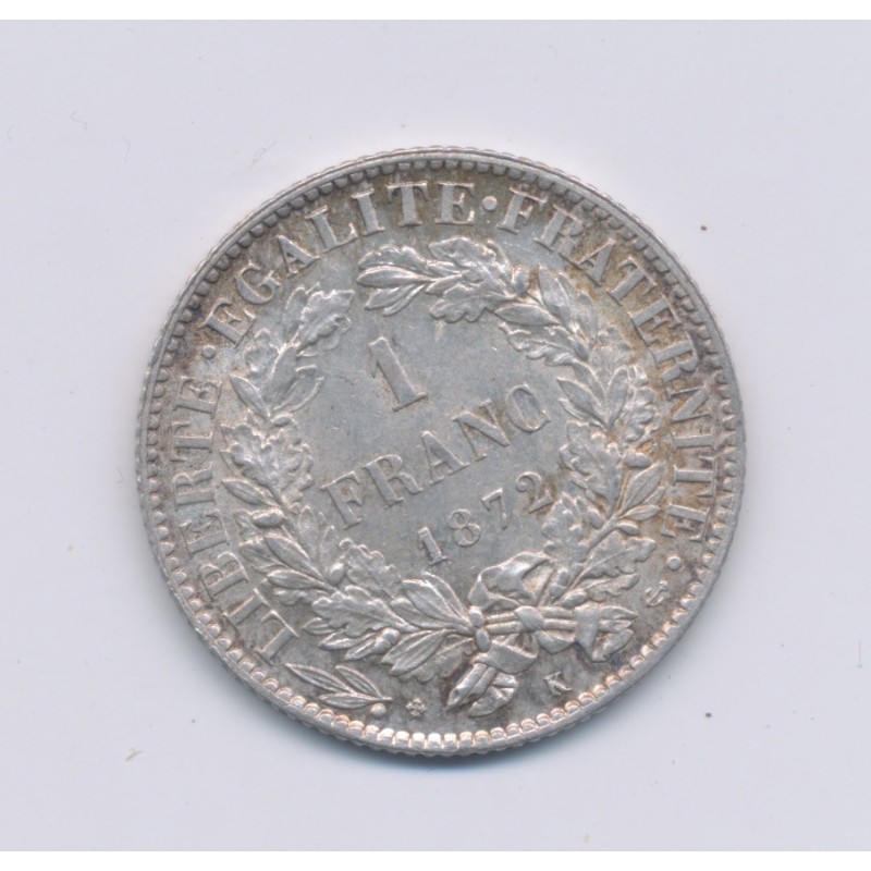 Cérès - 1 Franc - 1872 K Bordeaux - SUP+