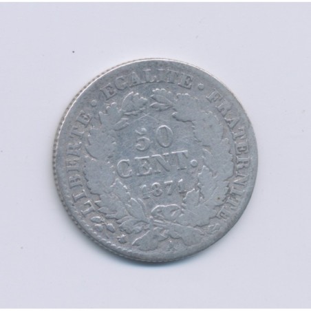 50 centimes Cérès - 1871 A Paris - B/TB
