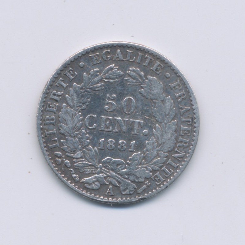 50 centimes Cérès - 1881 A Paris - TB