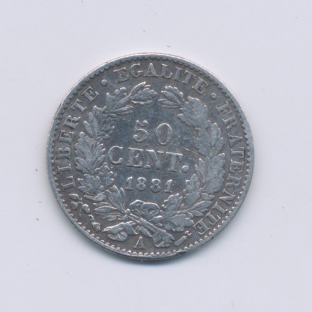 50 centimes Cérès - 1881 A Paris - TB