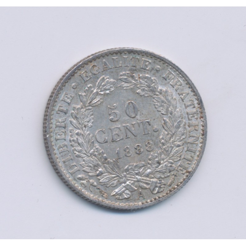 50 centimes Cérès - 1888 A Paris - SUP+