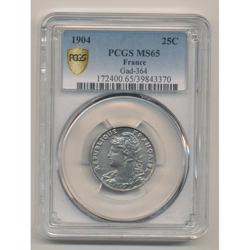 Patey - 25 centimes - 1904 - 2e type - PCGS MS65