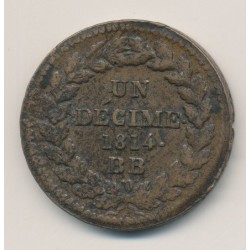 Napoléon Empereur - 1 Décime - 1814 - 2 points