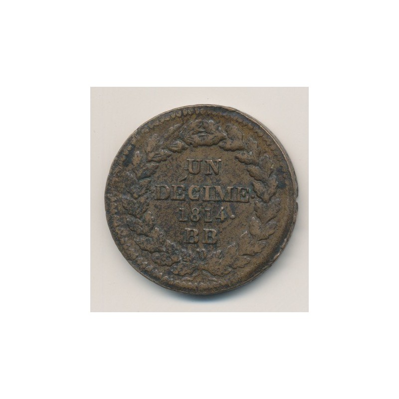 Napoléon Empereur - 1 Décime - 1814 - 2 points