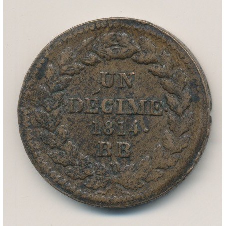 Napoléon Empereur - 1 Décime - 1814 - 2 points
