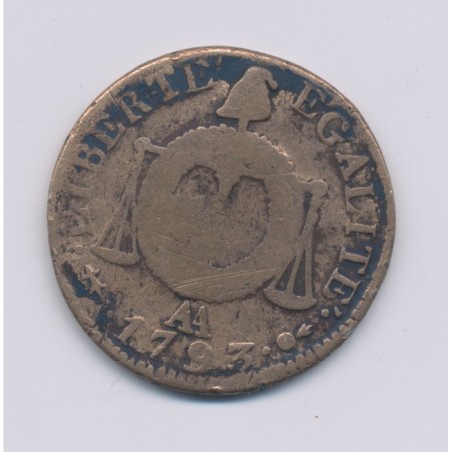 1 Sol aux balances - 1793 AA Metz - cuivre - B+
