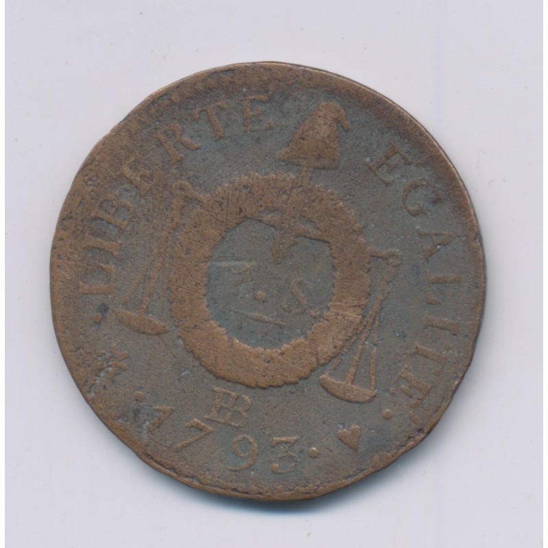 1 Sol aux balances - 1793 BB Strasbourg - cuivre - B+