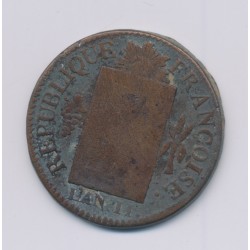 1 Sol aux balances - 1793 BB Strasbourg - cuivre - B+ 2