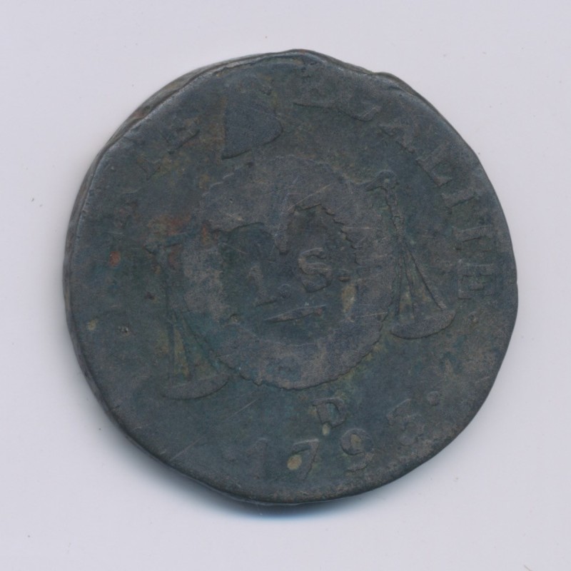 1 Sol aux balances - 1793 D Lyon - cuivre - B