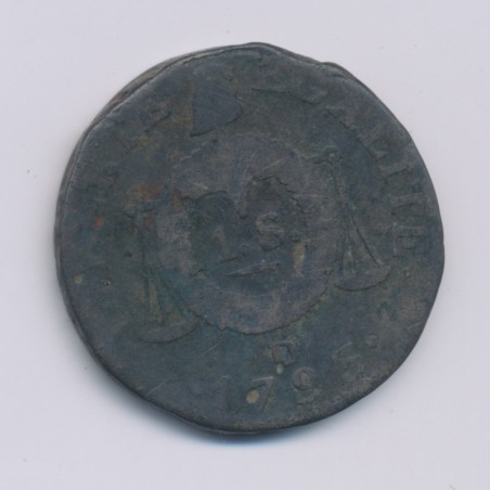 1 Sol aux balances - 1793 D Lyon - cuivre - B