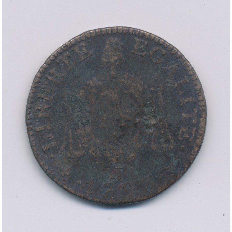 1 Sol aux balances - 1793 I Limoges - cuivre - B+
