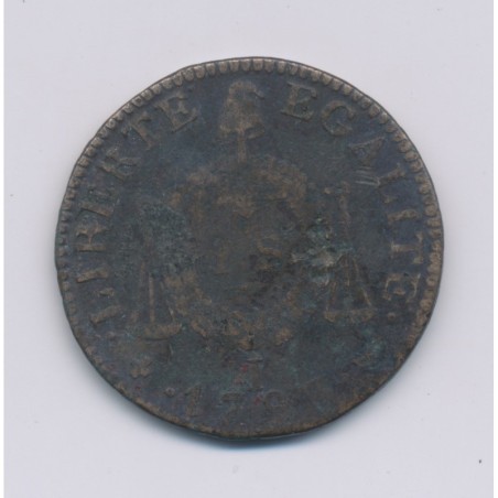 1 Sol aux balances - 1793 I Limoges - cuivre - B+