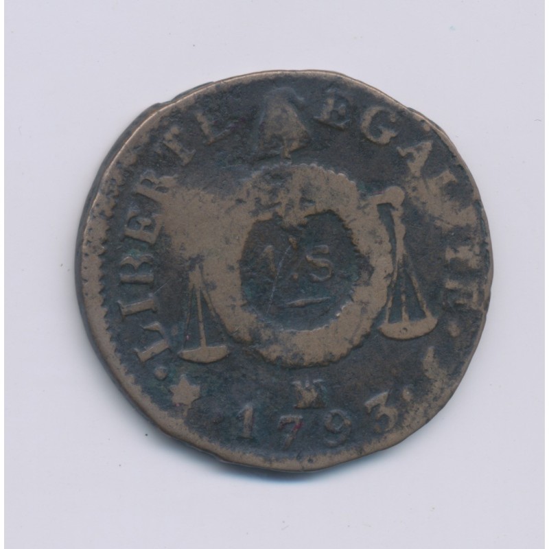 1 Sol aux balances - 1793 MA Marseille - cuivre - B/TB