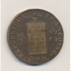 2 Sols à la balance - 1793 AA Metz - Cuivre - TTB/TTB+ 2