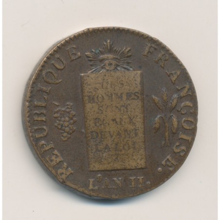 2 Sols à la balance - 1793 AA Metz - Cuivre - TTB/TTB+
