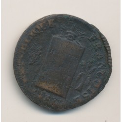 2 Sols à la balance - 1793 Pau - Métal de cloche - TB+/TTB 2