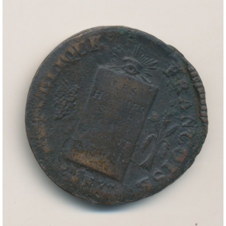 2 Sols à la balance - 1793 Pau - Métal de cloche - TB+/TTB