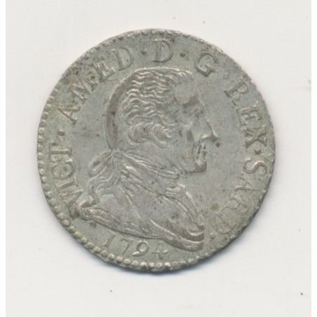 Italie - 20 Soldi - 1794 Turin - Piémont - Victor Amédée III - billon