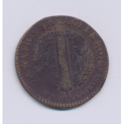 Louis XVI - 6 Deniers type français - 1792 BB Strasbourg - AN 4 - B/TB 2