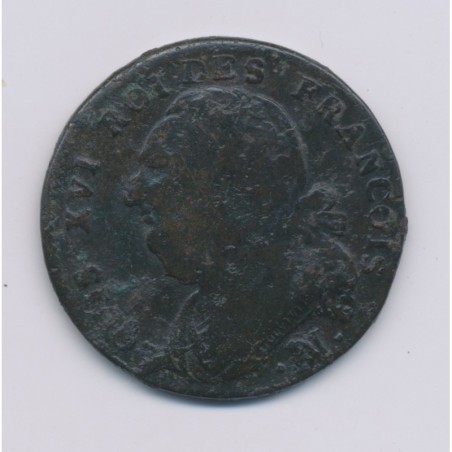 Louis XVI - 12 Deniers - 1791 MA Marseille - B/TB