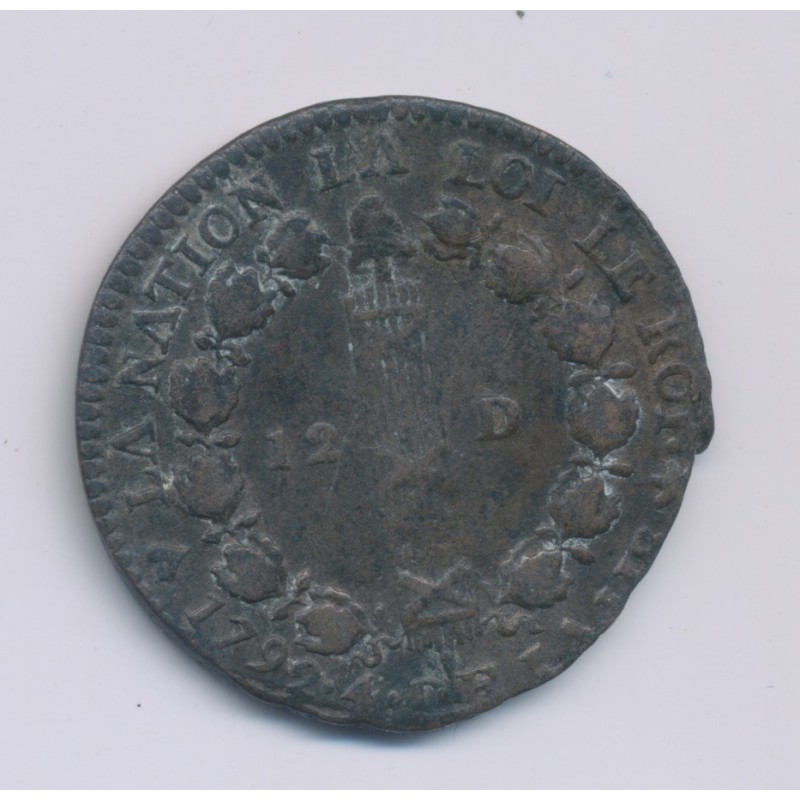 Louis XVI - 12 Deniers - 1792 BB Strasbourg - TB