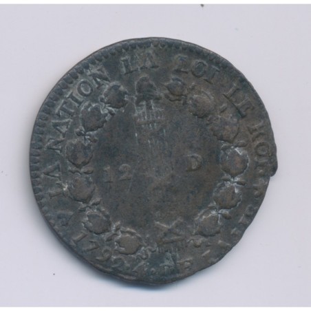 Louis XVI - 12 Deniers - 1792 BB Strasbourg - TB