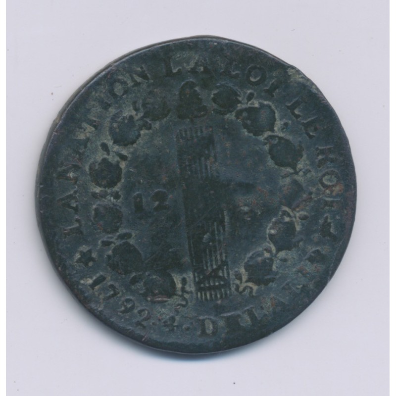 Louis XVI - 12 Deniers - 1792 MA Marseille - B
