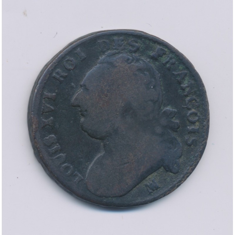 Louis XVI - 12 Deniers - 1793 MA Marseille - B/TB