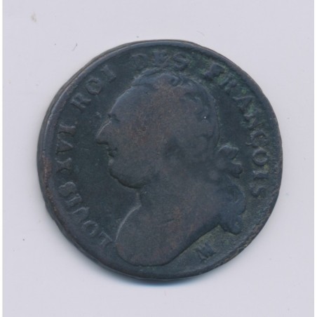 Louis XVI - 12 Deniers - 1793 MA Marseille - B/TB