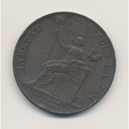 Monneron 2 Sols à la liberté assise - 1791 - AN 3 - TB/TTB