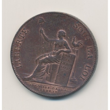 Monneron 2 Sols à la liberté assise - 1791 - AN 3 - TTB