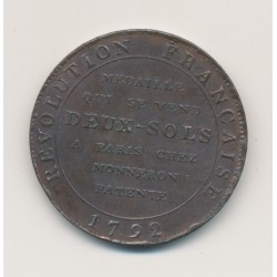 Monneron 2 Sols à la liberté assise - 1792 - SUP+ 2