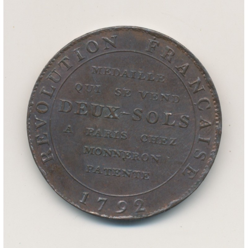 Monneron 2 Sols à la liberté assise - 1792 - SUP+