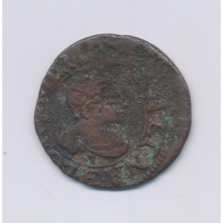 Louis XIII - Double tournois - 1638 E Tours - B/TB